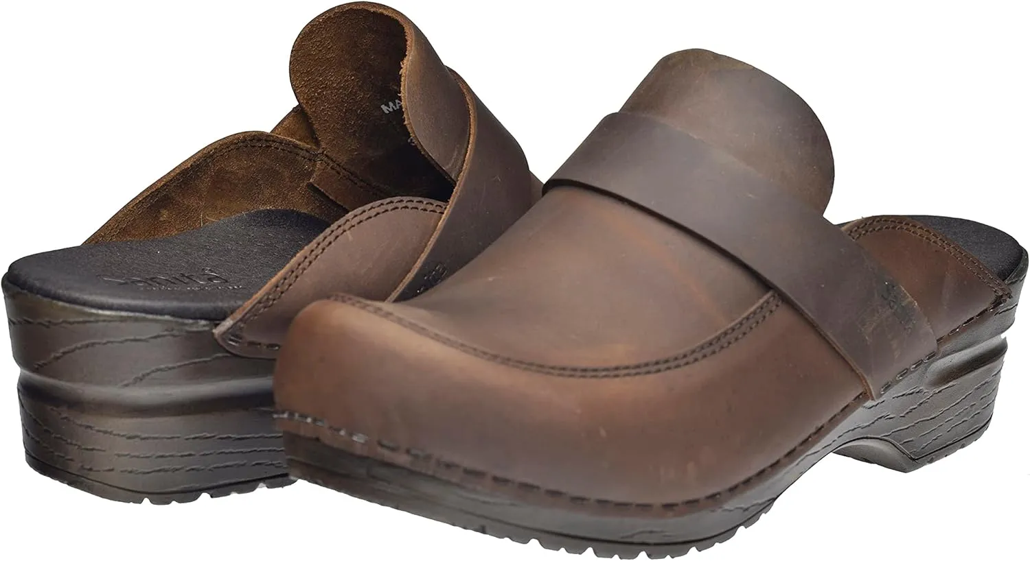 Sanita Knaus Open Clog, Original Handmade, Flexible Leather Clogs for Women, Anatomically Shaped Foot Bed with Soft Foam
