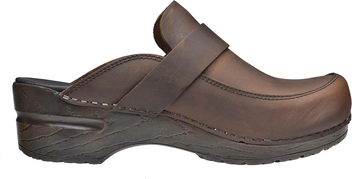 Sanita Knaus Open Clog, Original Handmade, Flexible Leather Clogs for Women, Anatomically Shaped Foot Bed with Soft Foam