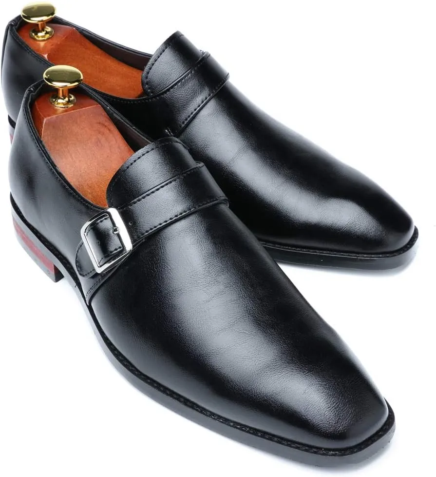 Santimon Mens Dress Shoes Moccasins for Men Slip On Leather Monk Straps Shoes Smoking Slipper Classic Vintage Loafers