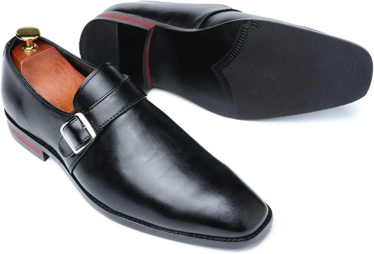 Santimon Mens Dress Shoes Moccasins for Men Slip On Leather Monk Straps Shoes Smoking Slipper Classic Vintage Loafers