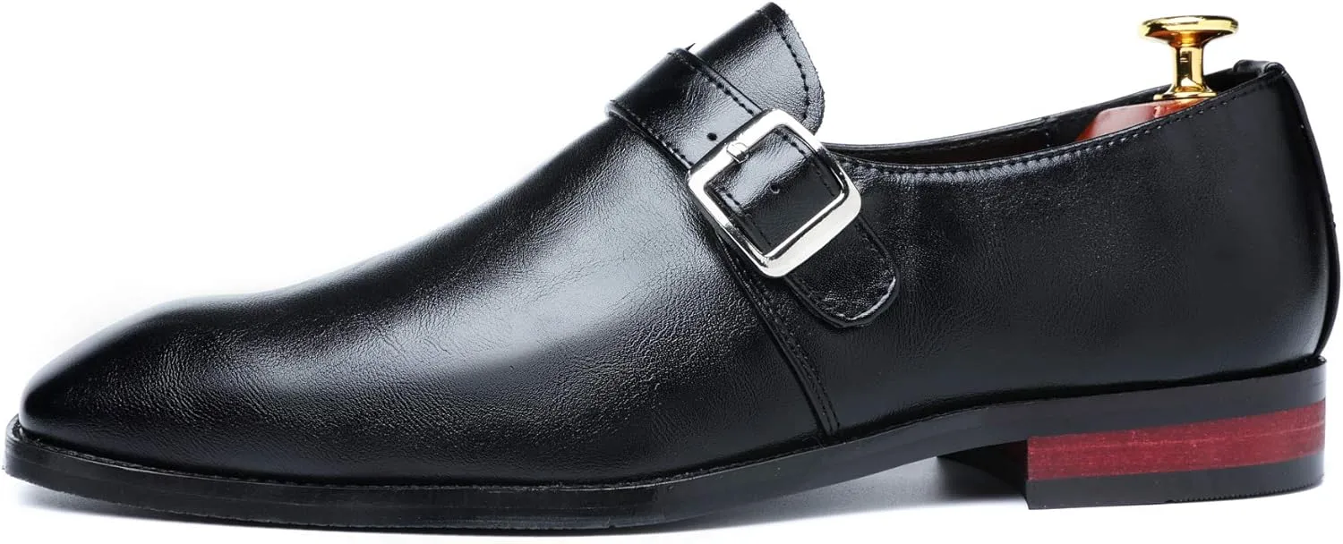 Santimon Mens Dress Shoes Moccasins for Men Slip On Leather Monk Straps Shoes Smoking Slipper Classic Vintage Loafers