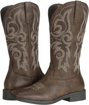 SheSole Cowgirl Boots for Women Square Toe Mid Calf Embroidered Fashion Western Cowboy Boots