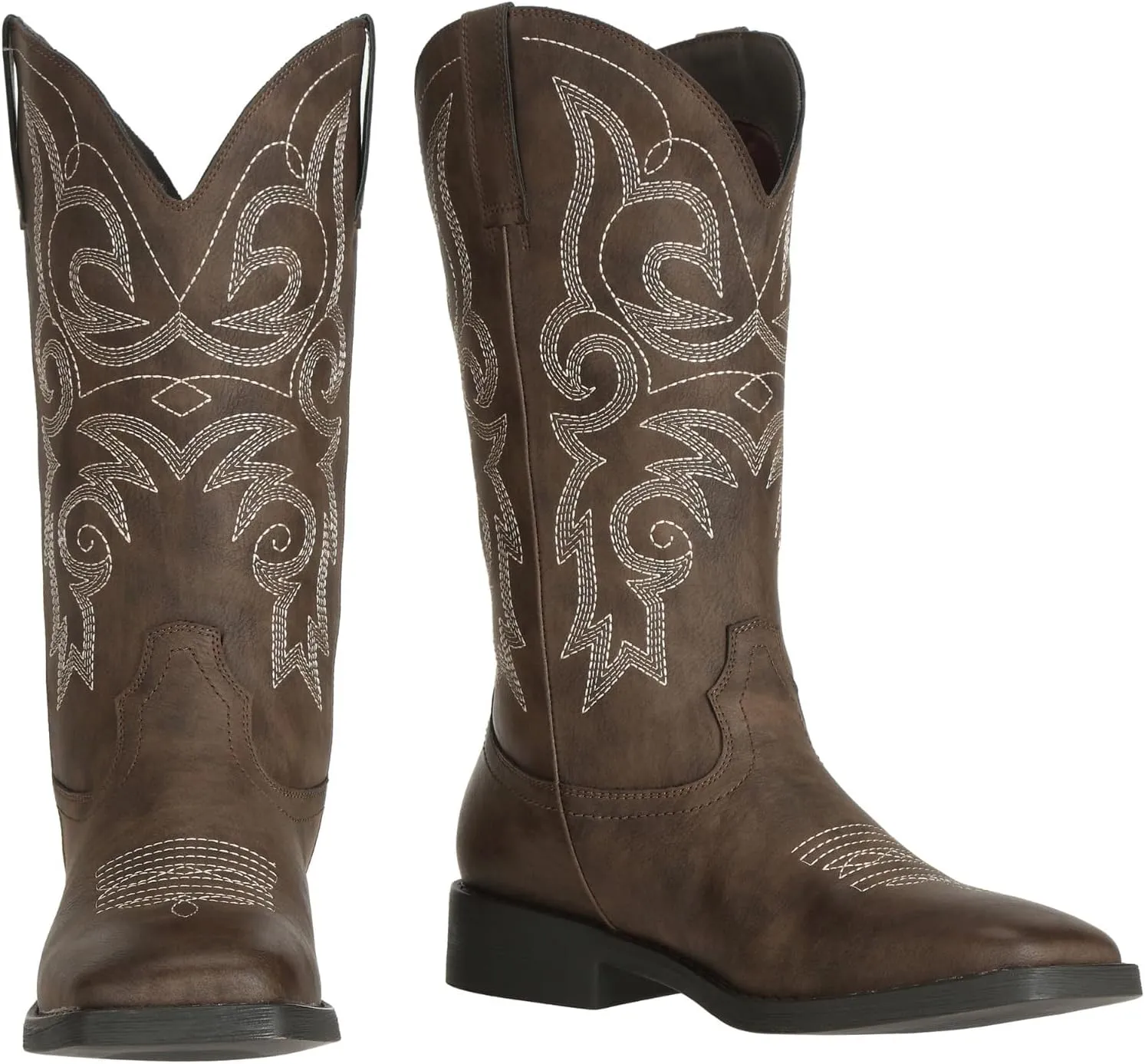 SheSole Cowgirl Boots for Women Square Toe Mid Calf Embroidered Fashion Western Cowboy Boots
