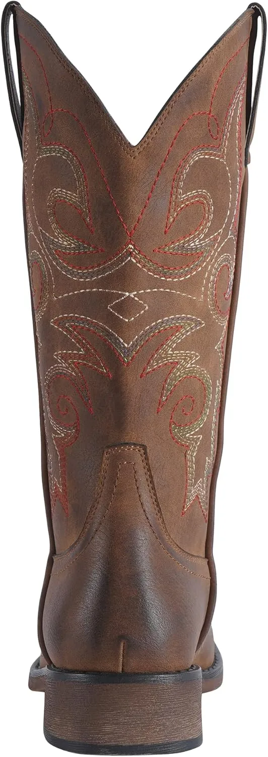 SheSole Cowgirl Boots for Women Square Toe Mid Calf Embroidered Fashion Western Cowboy Boots