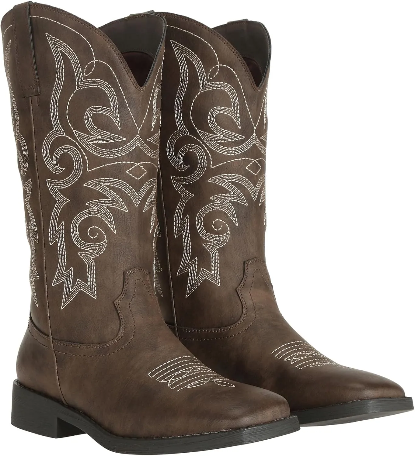 SheSole Cowgirl Boots for Women Square Toe Mid Calf Embroidered Fashion Western Cowboy Boots