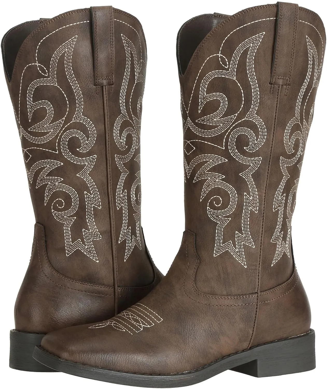 SheSole Cowgirl Boots for Women Square Toe Mid Calf Embroidered Fashion Western Cowboy Boots