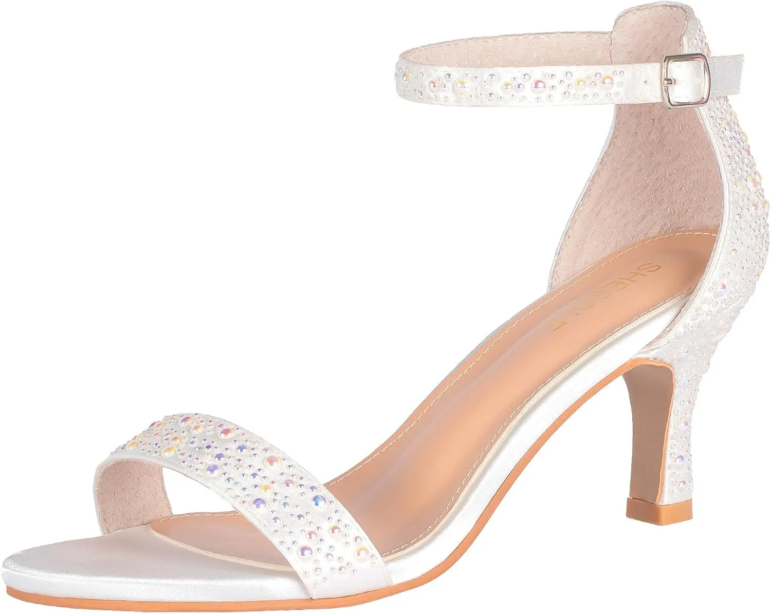 SheSole Women's Dressy Kitten Heels Rhinestone Sandals Elegant Prom Formal Bridal Wedding Shoes