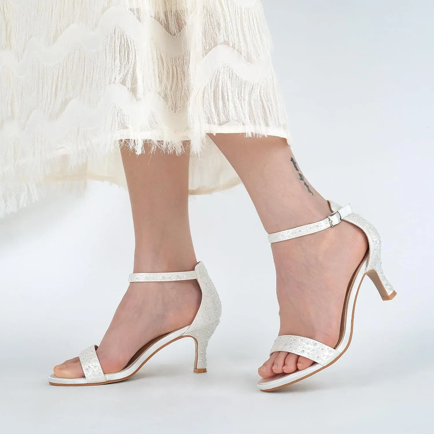 SheSole Women's Dressy Kitten Heels Rhinestone Sandals Elegant Prom Formal Bridal Wedding Shoes