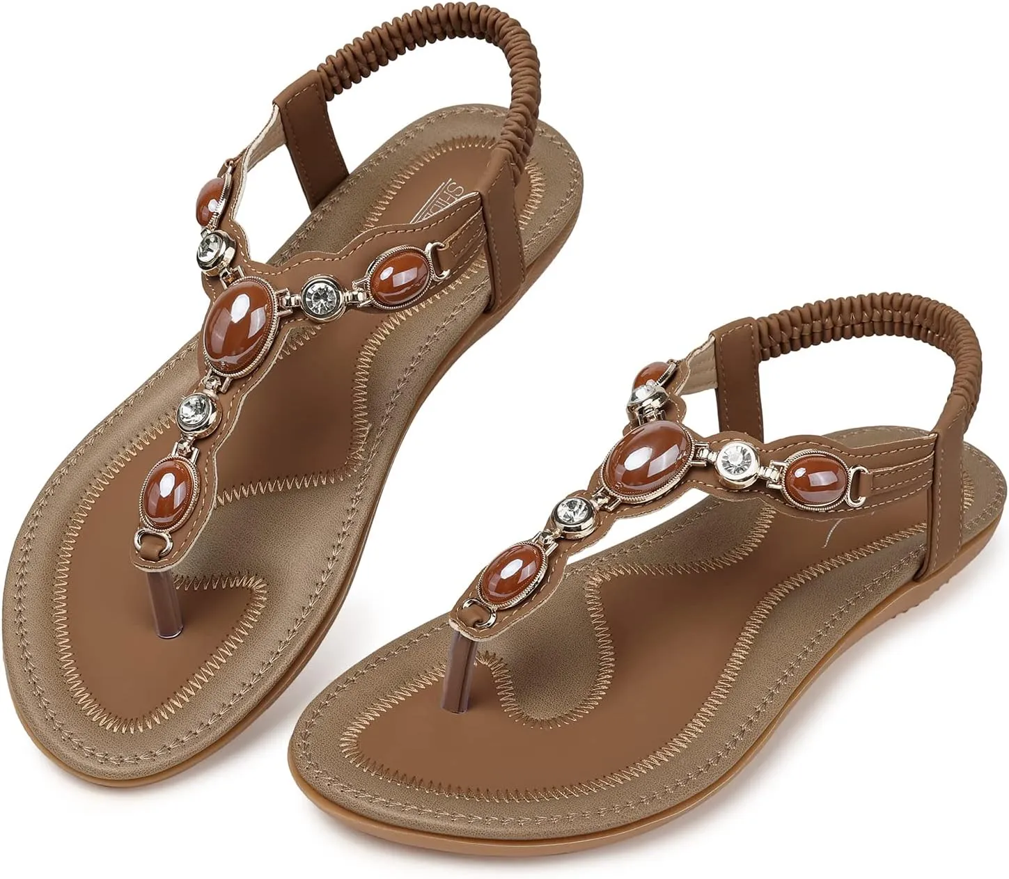 SHIBEVER Flat Sandals for Women Dressy: Summer Comfortable Dress Thong Flats Sandal