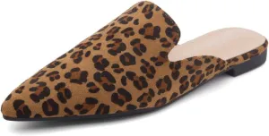 Shoe Land Cally Women's Mules, Pointed Toe Backless Loafer Shoes, Comfortable Flats, Slip-On Slides, Casual Flat Mule for Party, Office, Daily Wear, and Business