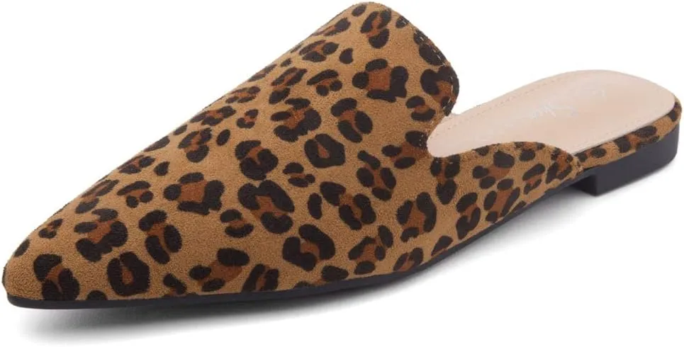 Shoe Land Cally Women's Mules, Pointed Toe Backless Loafer Shoes, Comfortable Flats, Slip-On Slides, Casual Flat Mule for Party, Office, Daily Wear, and Business