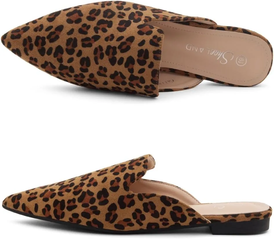 Shoe Land Cally Women's Mules, Pointed Toe Backless Loafer Shoes, Comfortable Flats, Slip-On Slides, Casual Flat Mule for Party, Office, Daily Wear, and Business