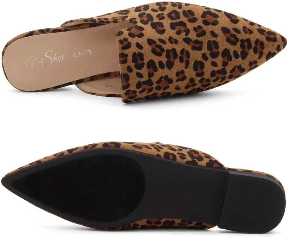 Shoe Land Cally Women's Mules, Pointed Toe Backless Loafer Shoes, Comfortable Flats, Slip-On Slides, Casual Flat Mule for Party, Office, Daily Wear, and Business