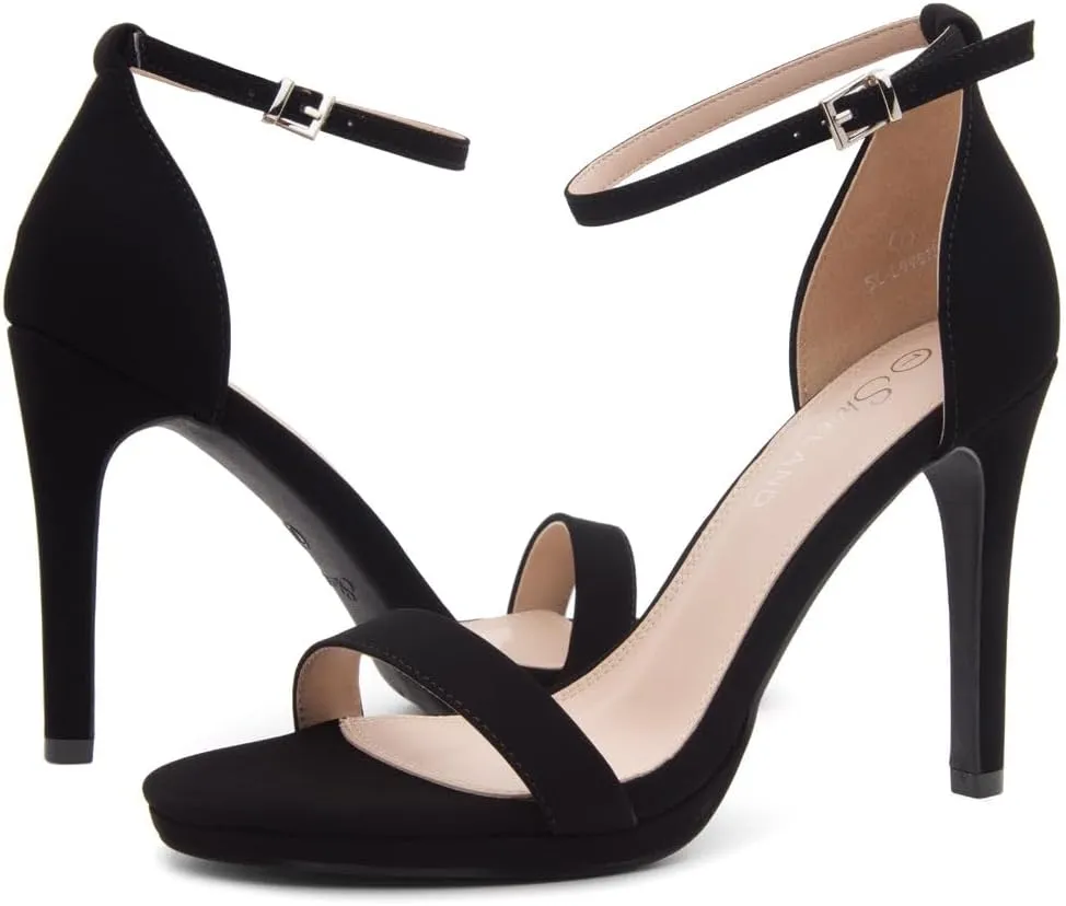 Shoe Land SL-Lovering Women's High Heels Ankle Strap Stilettos, Round Open Toe Strappy Dressy Heeled Sandals – Sexy Heels for Prom Wedding Party and Bridal