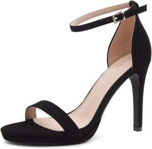 Shoe Land SL-Lovering Women's High Heels Ankle Strap Stilettos, Round Open Toe Strappy Dressy Heeled Sandals – Sexy Heels for Prom Wedding Party and Bridal