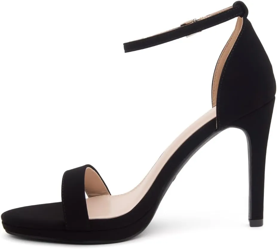 Shoe Land SL-Lovering Women's High Heels Ankle Strap Stilettos, Round Open Toe Strappy Dressy Heeled Sandals – Sexy Heels for Prom Wedding Party and Bridal