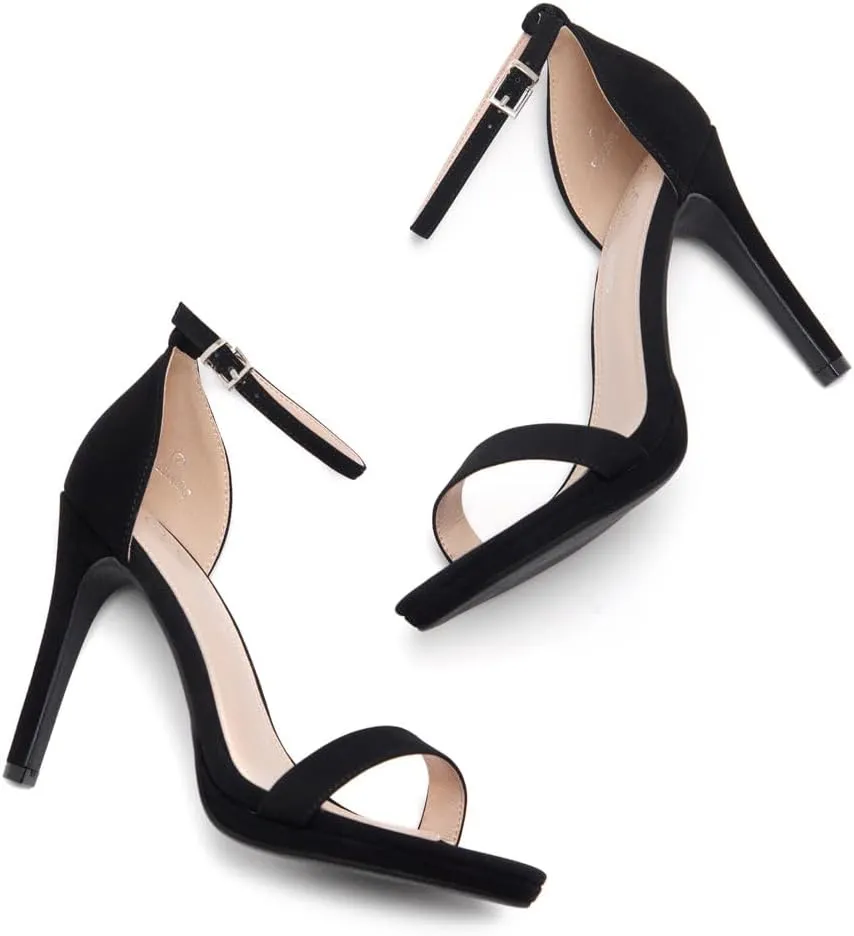 Shoe Land SL-Lovering Women's High Heels Ankle Strap Stilettos, Round Open Toe Strappy Dressy Heeled Sandals – Sexy Heels for Prom Wedding Party and Bridal