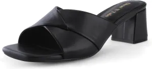 Shoe'N Tale Chunky Heels for Women Square Open Toe Low Block Heeled Sandals Comfortable Slip On Mules Dressy Shoes