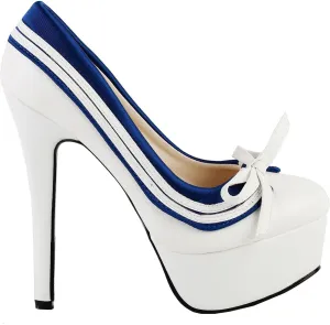 SHOW STORY Blue And White Porcelain Platform Stiletto Ankle Boot Bootie,LF80843
