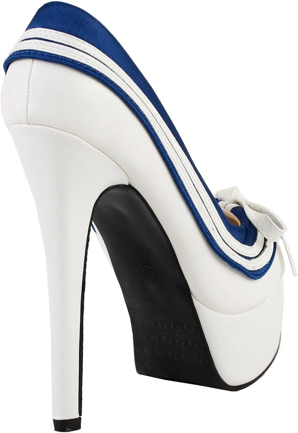 SHOW STORY Blue And White Porcelain Platform Stiletto Ankle Boot Bootie,LF80843