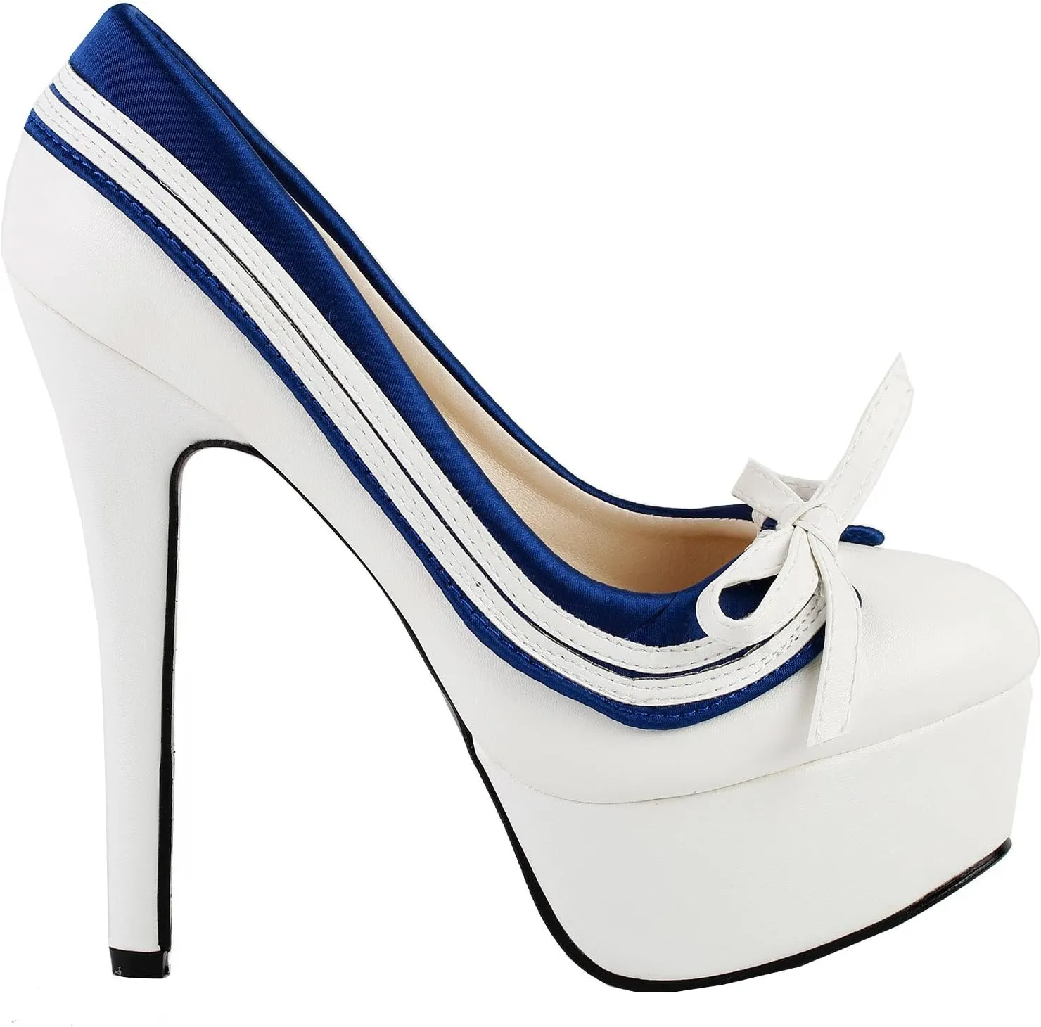 SHOW STORY Blue And White Porcelain Platform Stiletto Ankle Boot Bootie,LF80843