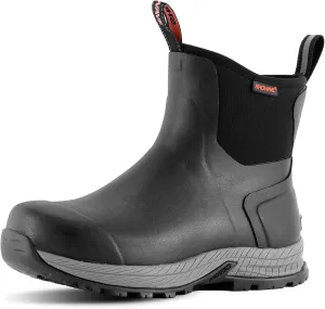 Showave Men's Rain Boots Waterproof Excursion Rubber Boots Insulated Mud Booties for Trekking Gardening Farming Camping Fishing and Chore Work