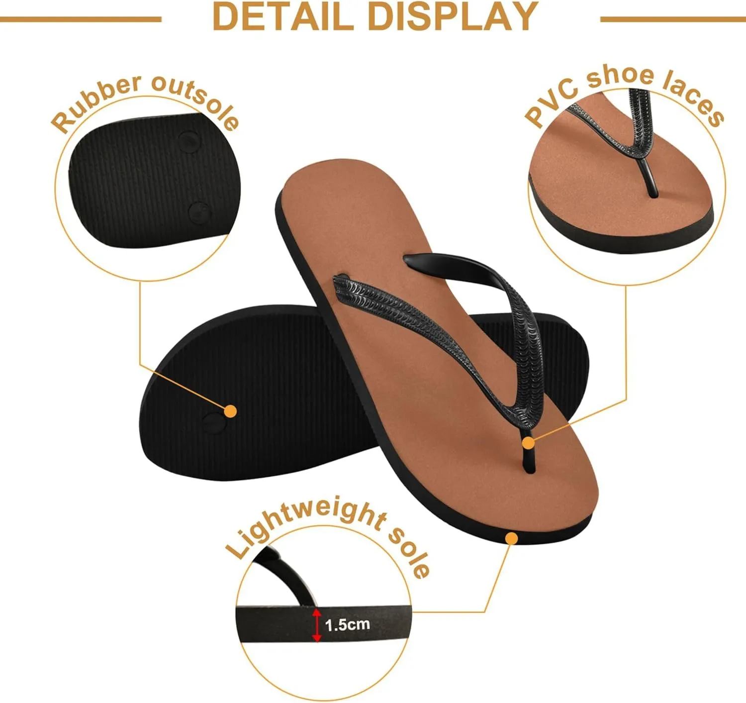Sienna Flip Flops for Women/Men Sandals Home Slippers Hotel Spa Bedroom Travel Beach