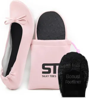 Silky Toes Foldable Flats for Women Purse Ballet Shoes Ballerina Slippers
