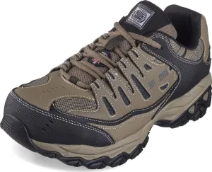 Skechers Men's Cankton Steel Toe Construction Shoe – Electrical Hazard Rated, Memory Foam, Pebble/Black, 9.5 Wide