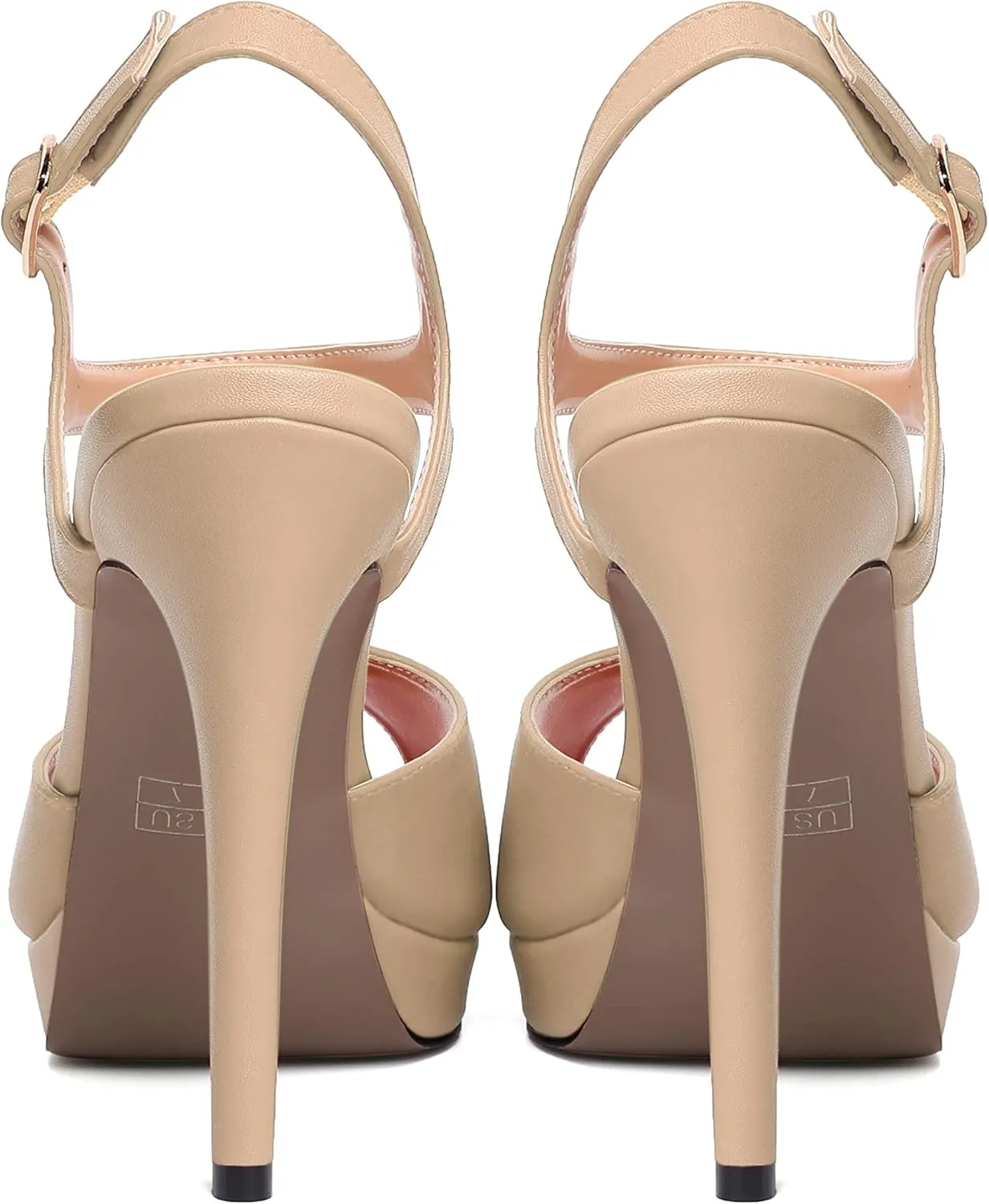 SKYSTERRY Womens Matte Dress Wedding Buckle Platform Peep Toe Ankle Strap Stiletto High Heel Pumps Shoes 4.7 Inch