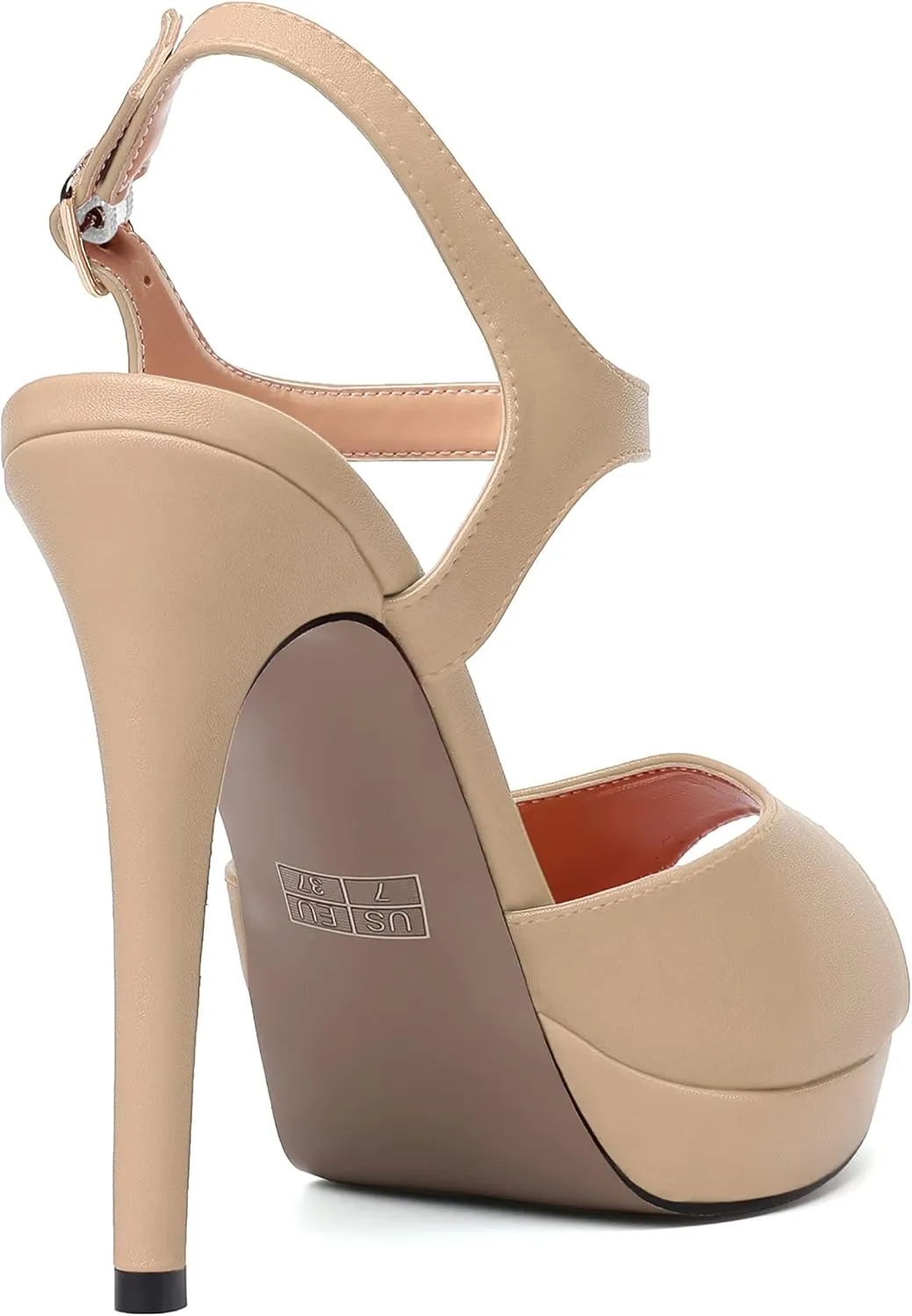 SKYSTERRY Womens Matte Dress Wedding Buckle Platform Peep Toe Ankle Strap Stiletto High Heel Pumps Shoes 4.7 Inch