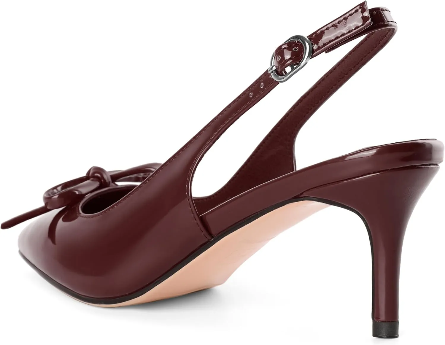 Slingback Kitten Heels for Women Mid Heel Pumps with Bow Pointed Toe Pumps for Casual Elegant Comfortable 2.5 Inch Low Heel Pumps