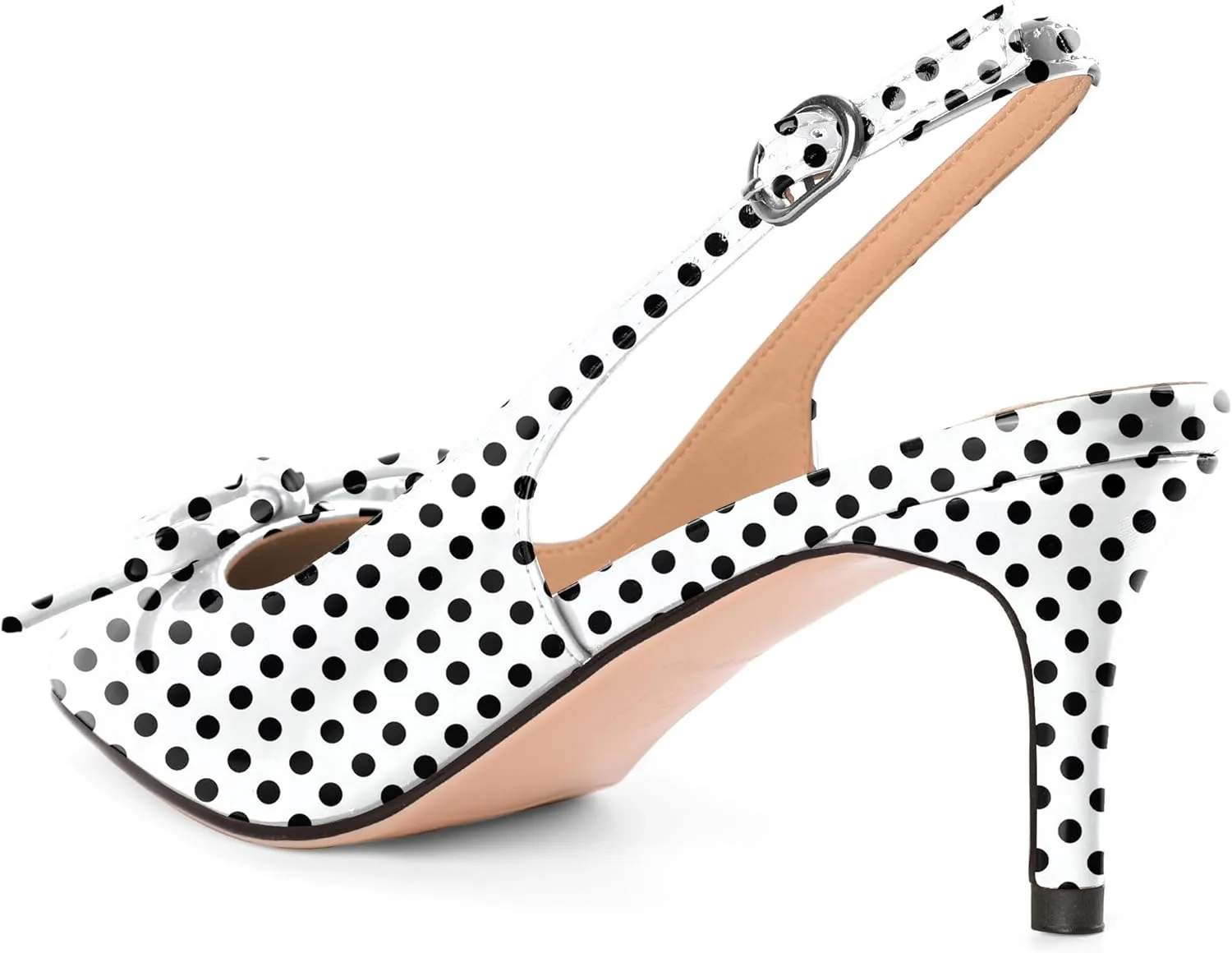 Slingback Kitten Heels for Women Mid Heel Pumps with Bow Pointed Toe Pumps for Casual Elegant Comfortable 2.5 Inch Low Heel Pumps