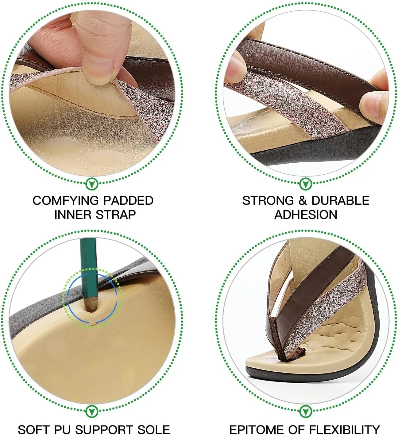 Sounity Soft Arch Support Comfortable Sandals for Womens, Best Summer Dress Flip Flops with Cushion Memory Foam, Outdoor Walking Slippers for Plantar Fasciitis…