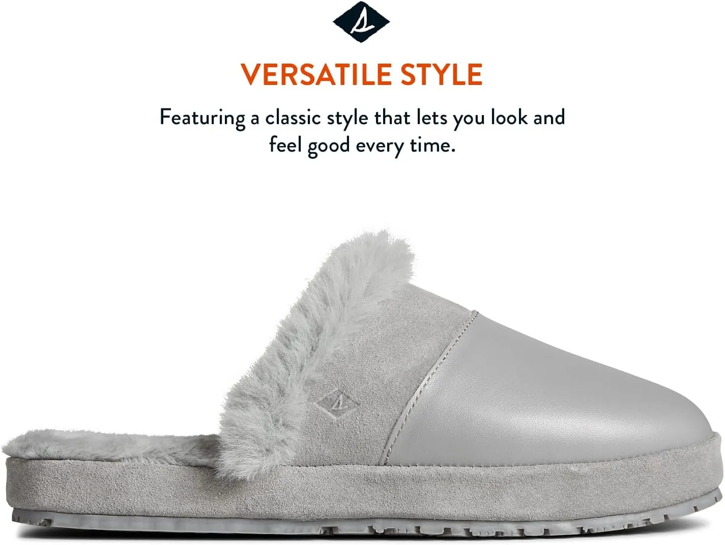 Sperry Women’s Cape May Mule Slipper - Cow Suede Slippers Featuring Full-Grain Leather Upper, Rubber Outsole, and Faux Fur Lining