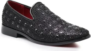 SPK11 Men's Vintage Fashion Rhinestone Designer Dress Loafers Slip On Shoes Classic Tuxedo Dress Shoes