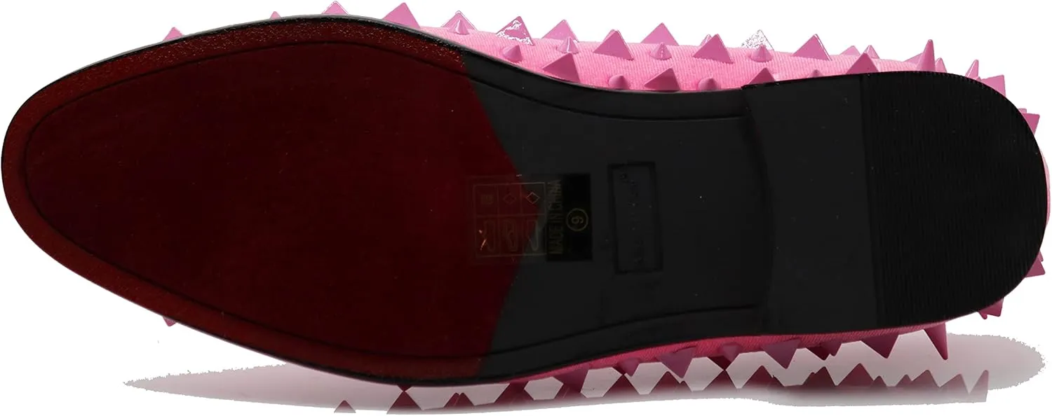 SPK16 Men's Vintage Spike Dress Loafers Slip On Fashion Shoes Classic Tuxedo Dress Shoes