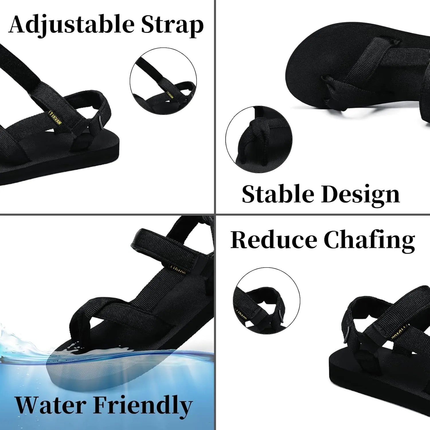 Sport Walking Water Sandals for Women with Arch Support & Adjustable Straps Platform Sandals Women Height Increase