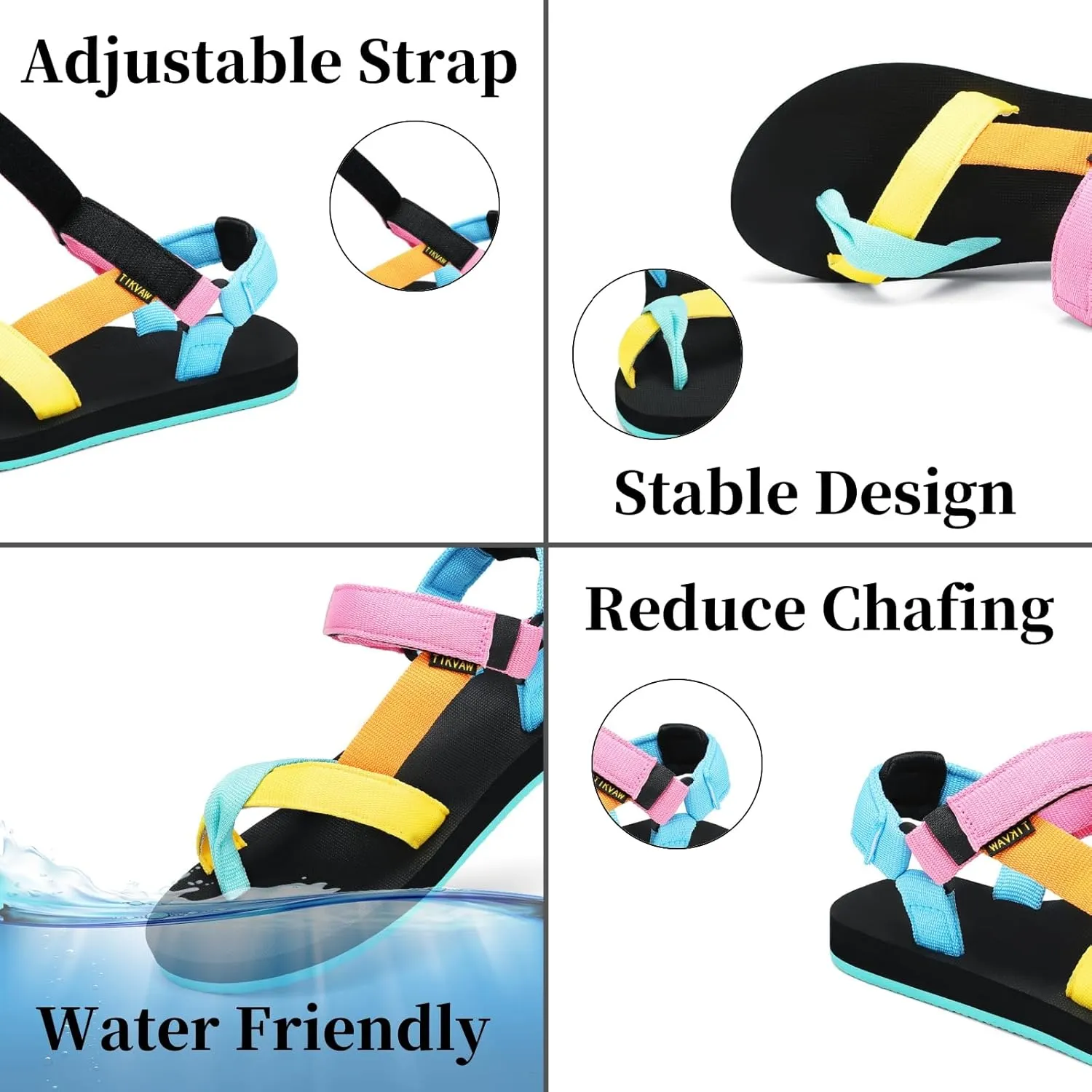 Sport Walking Water Sandals for Women with Arch Support & Adjustable Straps Platform Sandals Women Height Increase