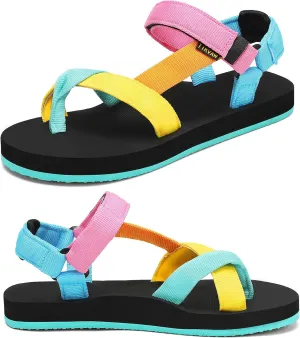 Sport Walking Water Sandals for Women with Arch Support & Adjustable Straps Platform Sandals Women Height Increase
