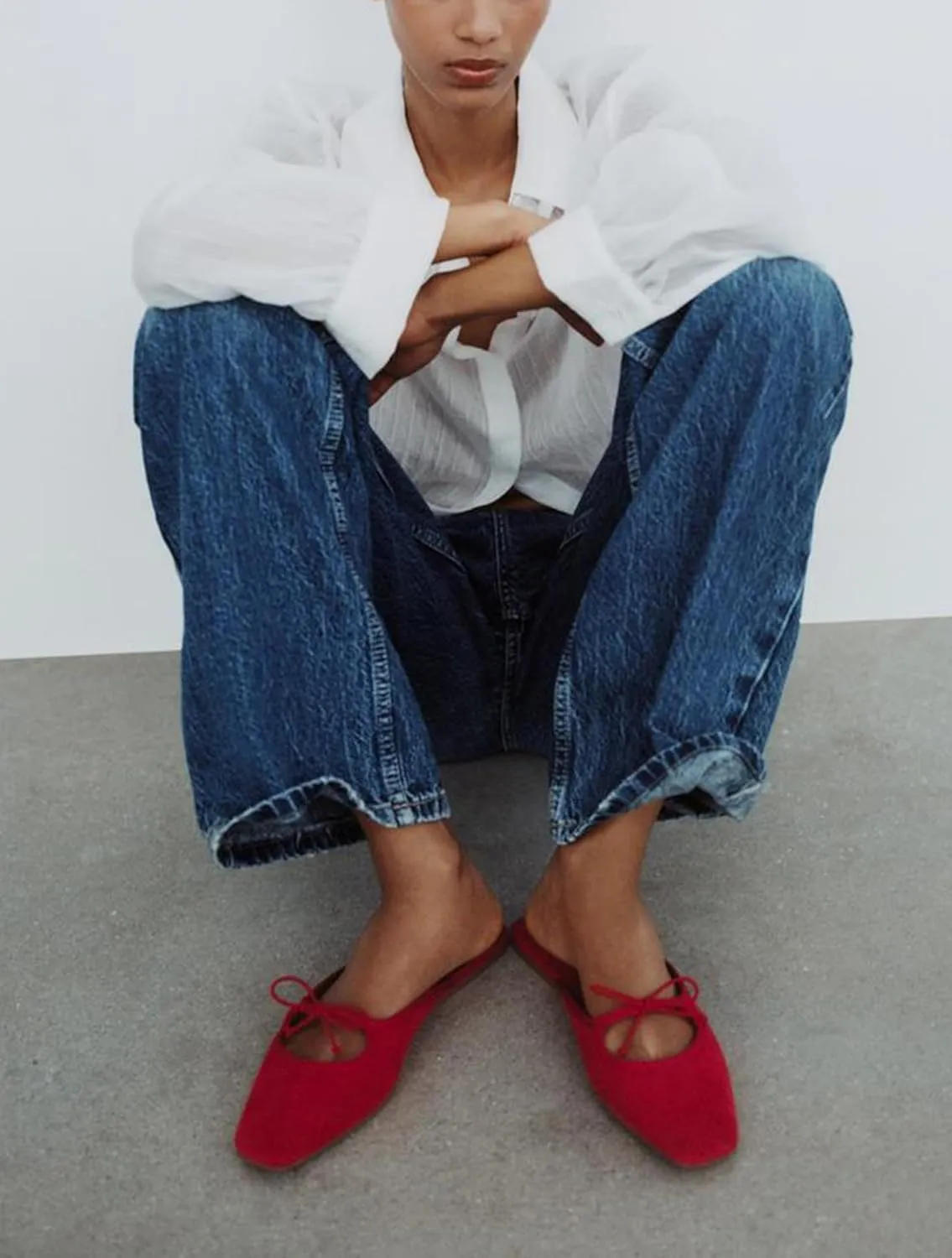 Sqaure Toe Mules for Women Slip On Bow Flats