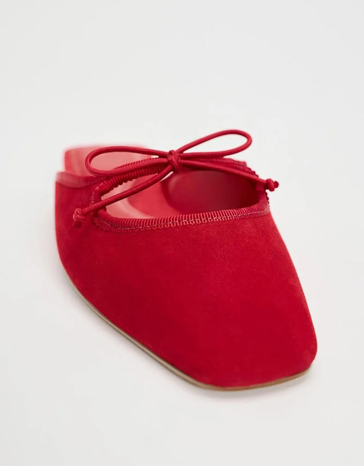 Sqaure Toe Mules for Women Slip On Bow Flats