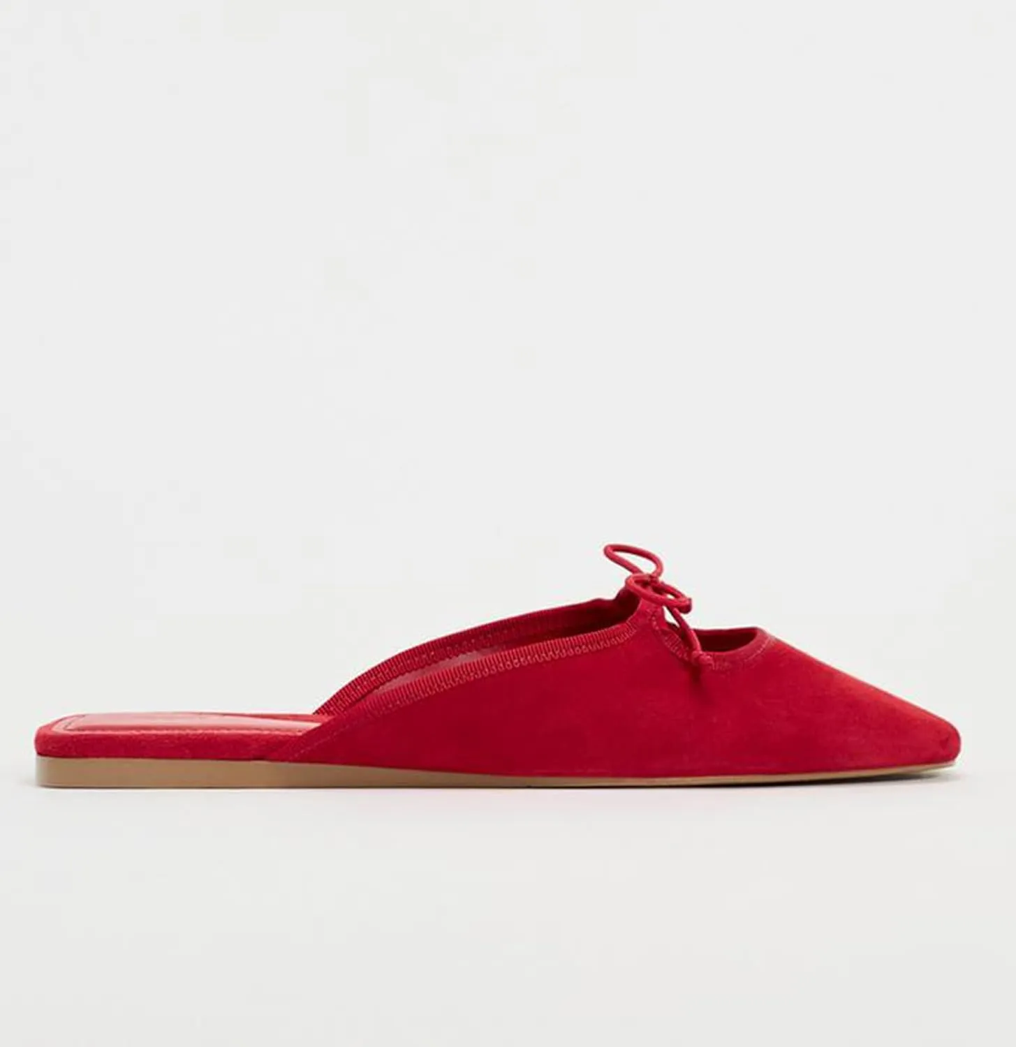 Sqaure Toe Mules for Women Slip On Bow Flats