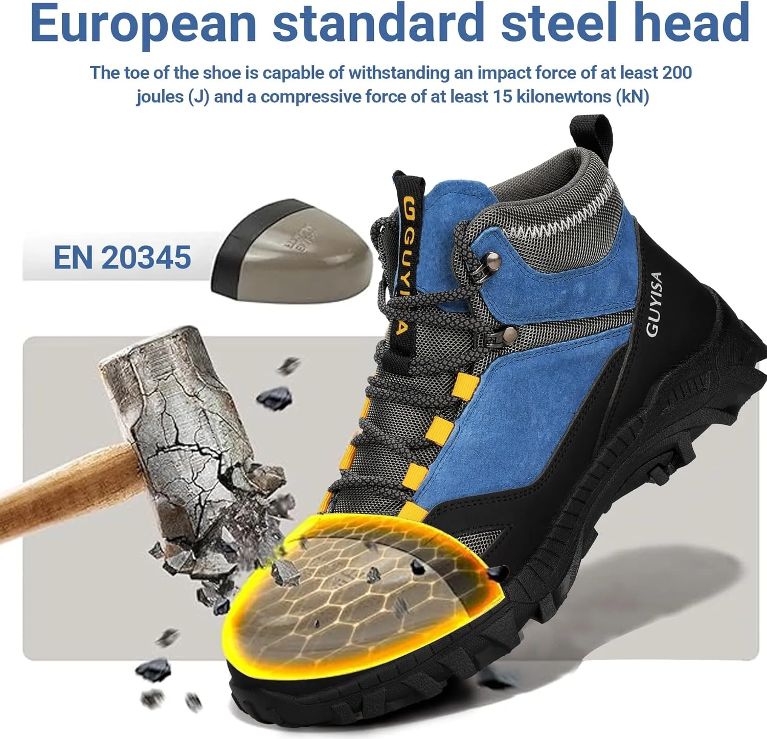 Steel Toe Work Boots for Men Safety Non Slip Comfortable Boots Industrial & Construction Boots