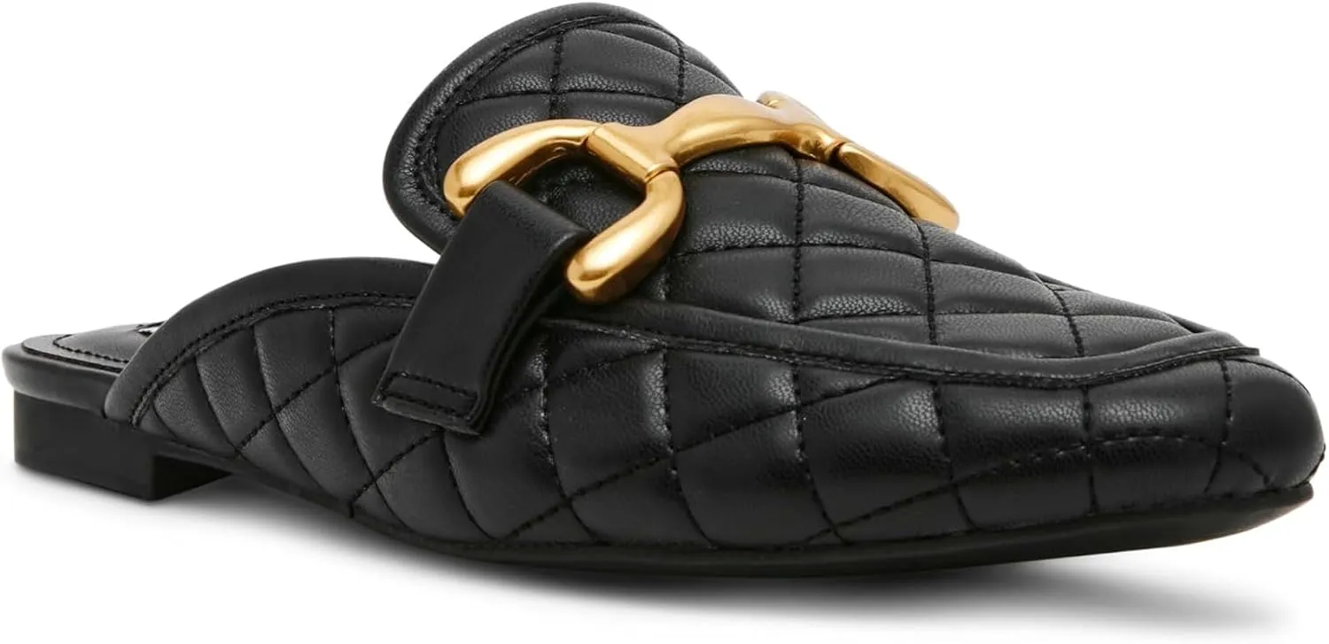 Steve Madden Women's Fortunate Mule, Black Quilted, 5.5