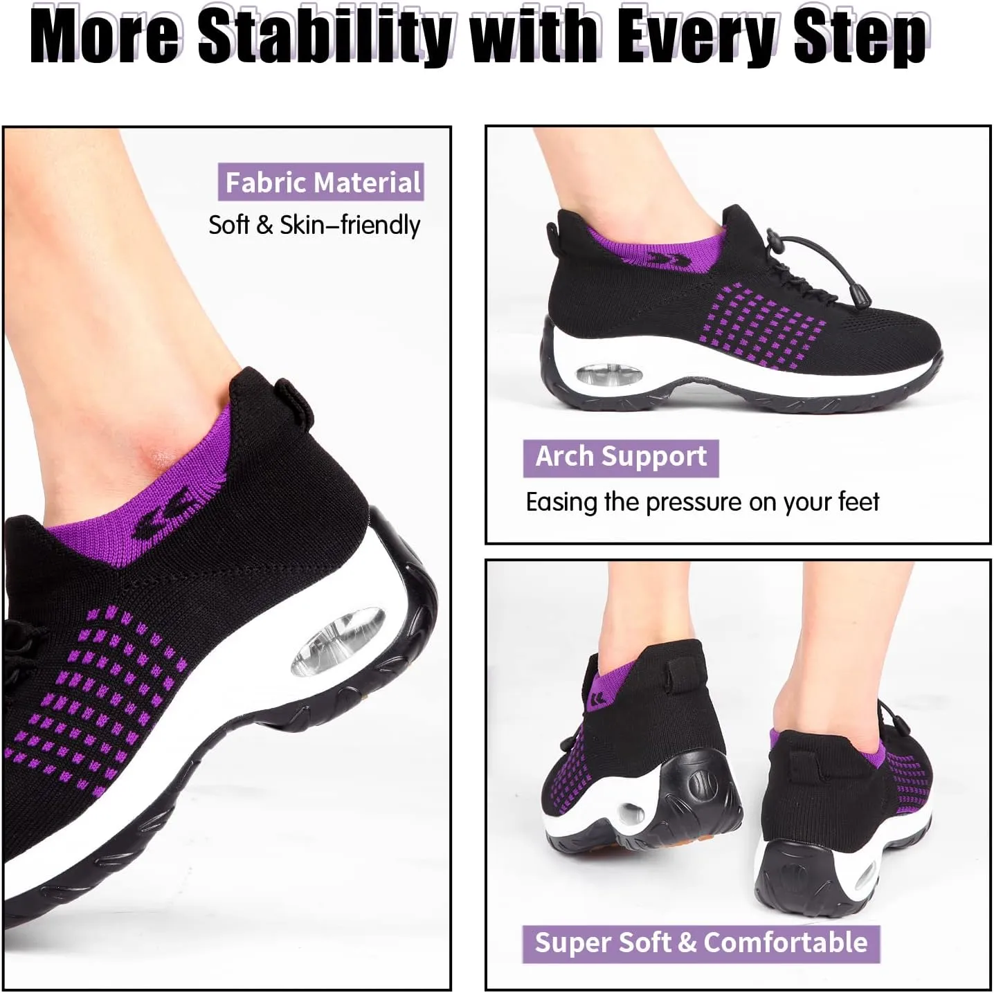 STUNAHOME Orthopedic Sneakers Breathable Women Walking Shoes Slip on Trainers Women's Comfortable Casual Ladies Athletic Shoe Thick Bottom