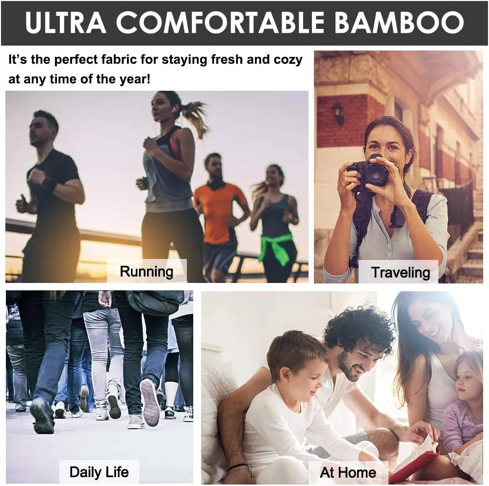 Sunew Viscose Bamboo Socks, Unisex Cushioned Comfortable Ankle Workout Hiking Golf Socks 6 Pairs