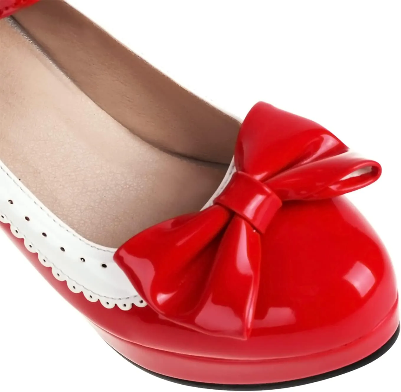 Sungtin Women's Sweet Kawaii Bow Lolita High Heels,Vintage Ankle Buckle Chunky Heels Pumps Mary Jane Platform Shoes