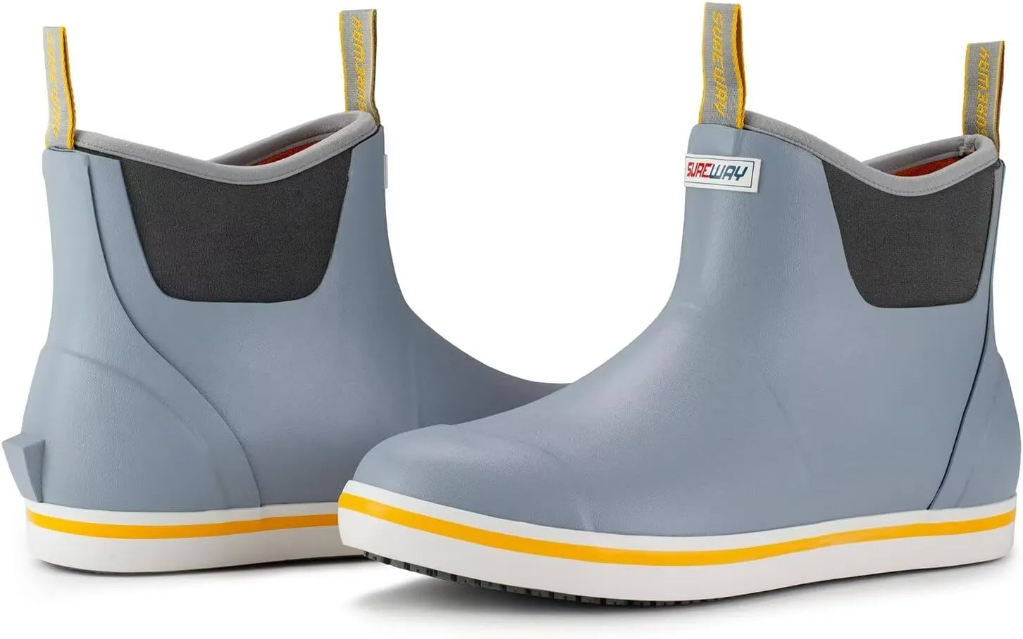 SUREWAY Men's Deck Boots Professional Non-Slip Fishing & Ankle Boating Boot Waterproof Rain Boots, Lightweight Neoprene Rubber Deck Boots