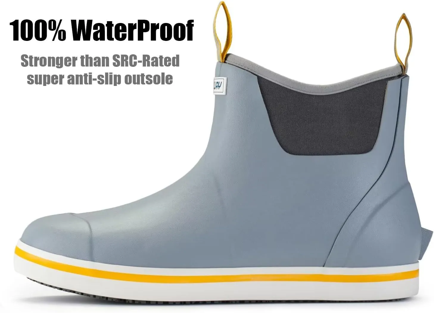 SUREWAY Men's Deck Boots Professional Non-Slip Fishing & Ankle Boating Boot Waterproof Rain Boots, Lightweight Neoprene Rubber Deck Boots